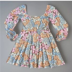 Altar'd State Women’s Boho Puff Sleeve Floral Mini Dress Size Medium